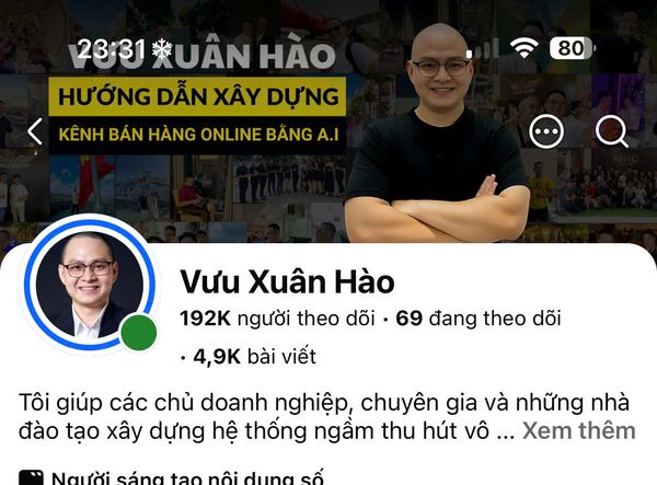 Học viên Vưu Xuân Hào — kênh 192K follower